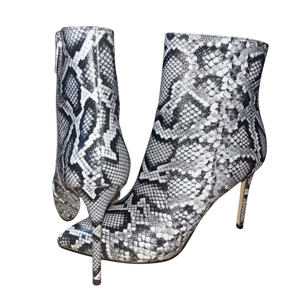 Michael Michael Kors Rue Snake-Embossed Leather Stiletto Booties NWOT 7.5M